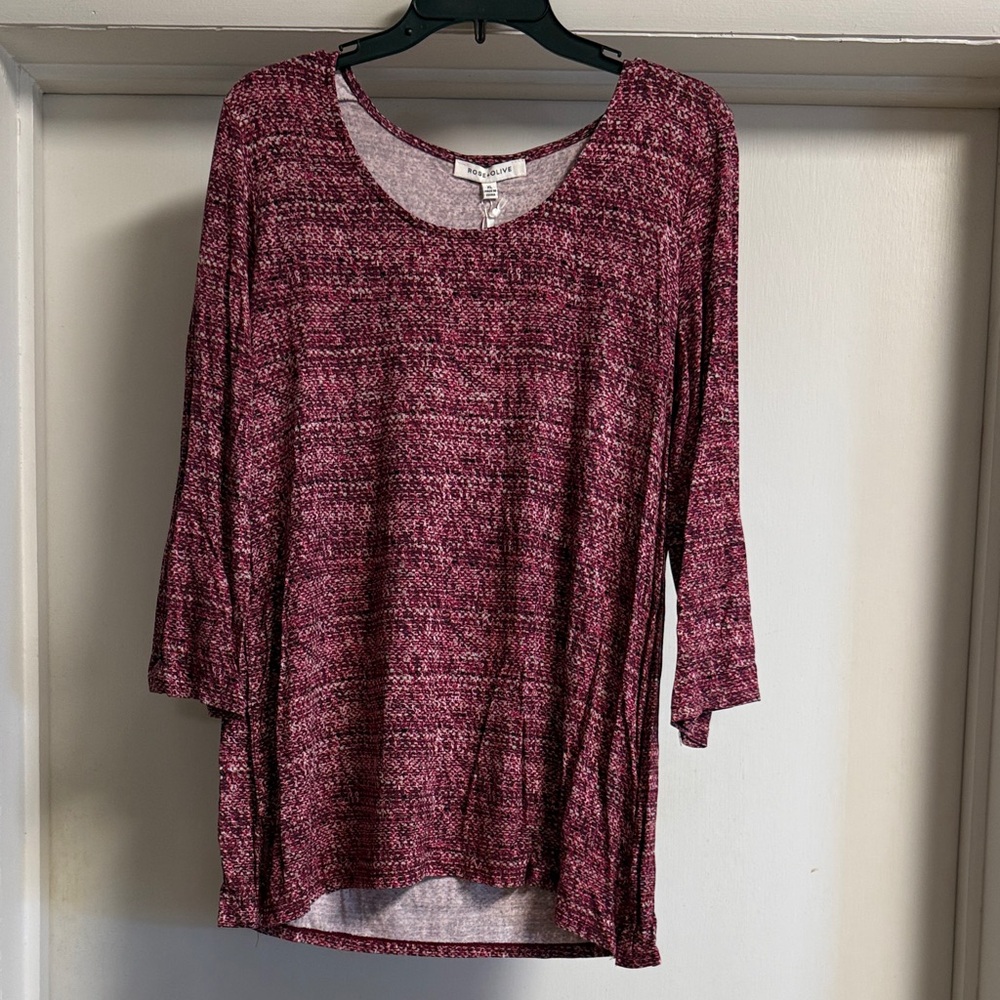 Rose & Olive Pink Textured Long Sleeve Top
